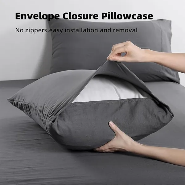 Dark_Grey_Solid_Microfiber_With_1_Double_Bedsheet_|_(90*95)_&_2_Pillow_Covers_(18*28)