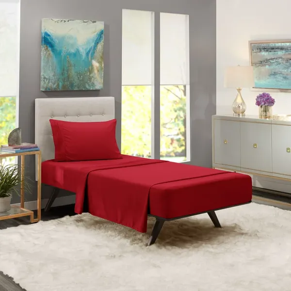 Red_Single_Solid_Microfiber_With_1_Single_Bedsheet_|_(60*90)_&_1_Pillow_Cover_(18*28)