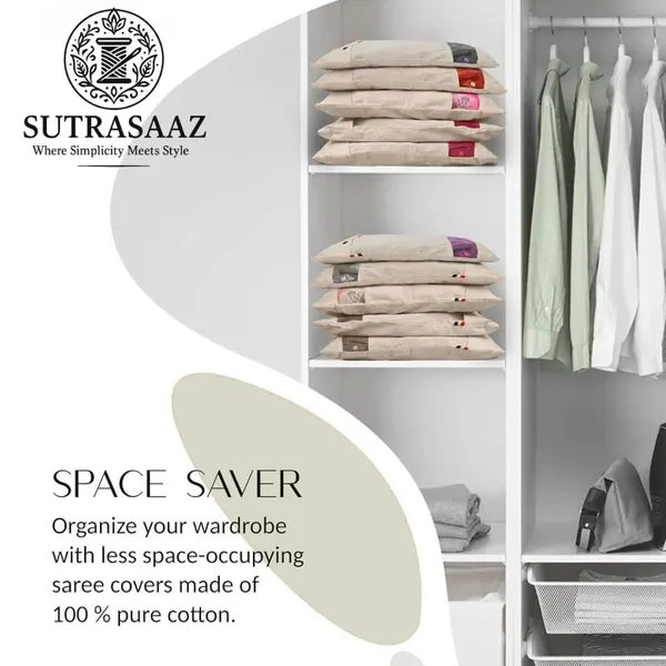 Set_Of-36_Beige_Cotton_Saree_Storage_Covers_With_Mesh_Window_And_Zipper,_16_X_14_Inches