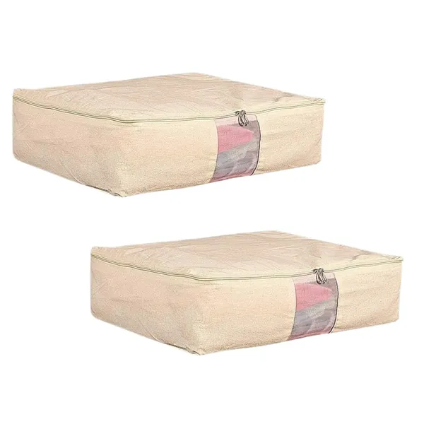 Set_Of-18_Beige_Cotton_Clothes_Storage_Bags,_With_Mesh_Window,_18_X_16_X_4.5_Inches,_Wardrobe_Organiser_For_Lehenga_And_Dresses