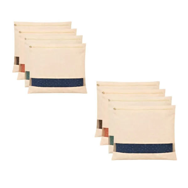 Set_Of-8_Beige_Cotton_Saree_Storage_Covers,_With_Mesh_Window_And_Zipper_16_X_14_Inches
