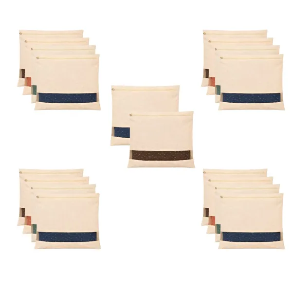 Set_Of-18_Beige_Cotton_Saree_Storage_Covers,_With_Mesh_Window_And_Zipper_16_X_14_Inches