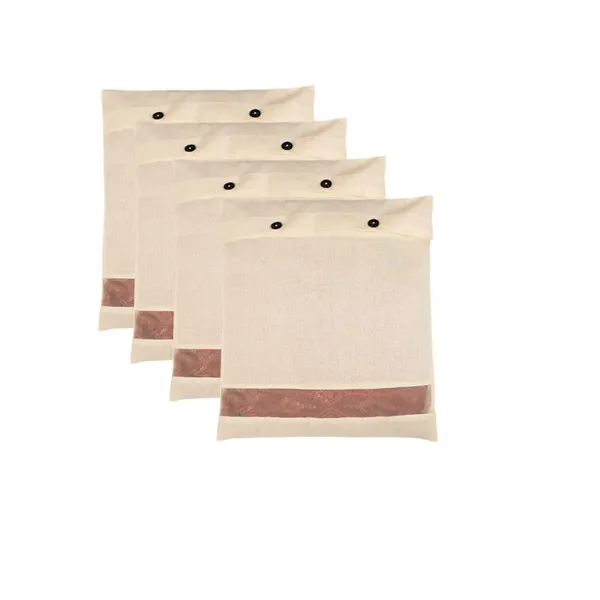 Set_Of-4_Beige_Cotton_Saree_Storage_Covers_With_Mesh_Window_And_Zipper,_16_X_14_Inches