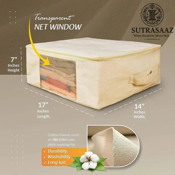 Set_of_4_SUTRASAAZ_Cotton_Canvas_Clothes_Organizers_â€“_Zip_&_Handle_Storage_Bags_for_Sarees,_Lehengas_&_Dresses_(17x14x7_in)