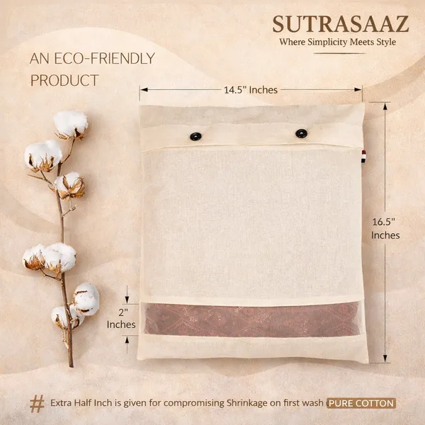 Set_Of-24_Beige_Cotton_Saree_Storage_Covers_with_Mesh_Window_And_Buttons,_16_X_14_Inches