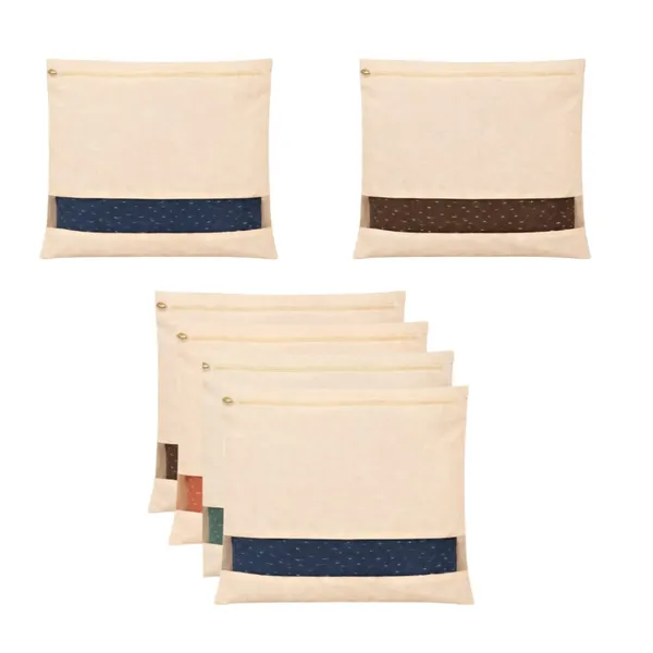 Set_Of-6_Beige_Cotton_Saree_Storage_Covers_With_Mesh_Window_And_Zipper,_16_X_14_Inches
