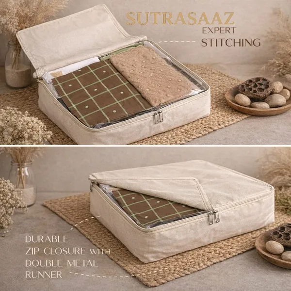 Set_Of-18_Beige_Cotton_Clothes_Storage_Bags,_With_Mesh_Window,_18_X_16_X_4.5_Inches,_Wardrobe_Organiser_For_Lehenga_And_Dresses