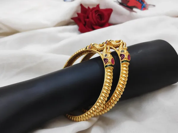 1_Gram_Gold-Plated_Brass_Rajasthani_Elephant_Head_Bangles_Set_Of_2