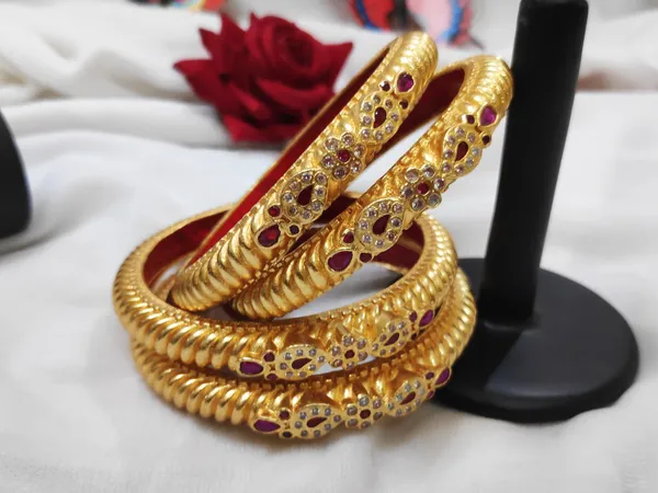 1_Gram_Gold-Plated_Brass_Rajasthani_Bangles_Set_Of_4