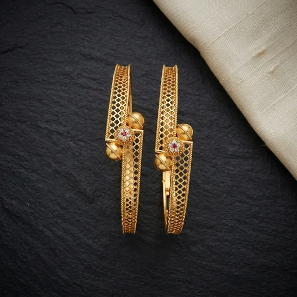 The_Aura_Filigree_Bangle_Set_(Set_of_2)_�_Handcrafted_Gold_Kada_with_Ruby_Accents