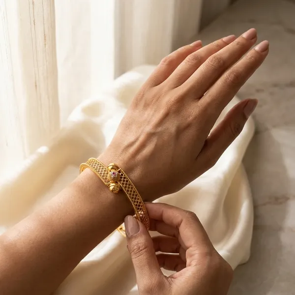 The_Aura_Filigree_Bangle_Set_(Set_of_2)_�_Handcrafted_Gold_Kada_with_Ruby_Accents