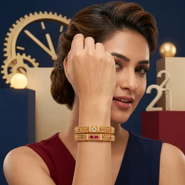 The_Heritage_Filigree_Bangle_Set_(Set_of_2)_�__Gold_Plated_with_Ruby_&_Emerald_Detailing