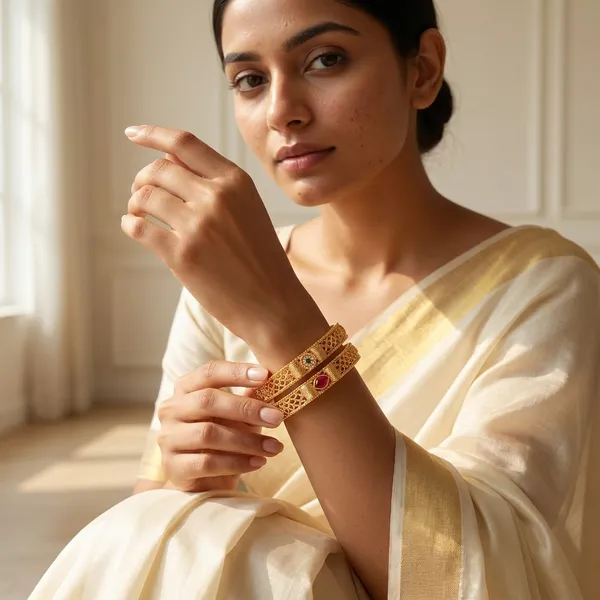 The_Heritage_Filigree_Bangle_Set_(Set_of_2)_�__Gold_Plated_with_Ruby_&_Emerald_Detailing