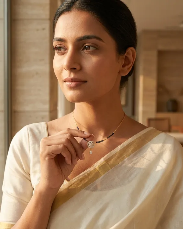 Gold-Plated_Round_Pendant_Mangalsutra_with_Teardrop_Stone