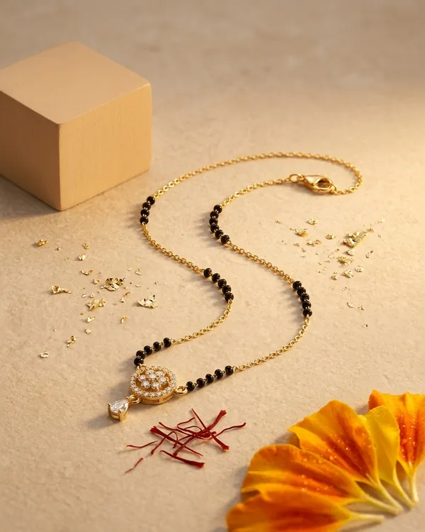 Gold-Plated_Round_Pendant_Mangalsutra_with_Teardrop_Stone