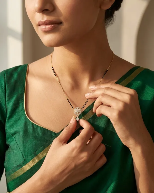 Gold-Plated_Round_Pendant_Mangalsutra_with_Teardrop_Stone