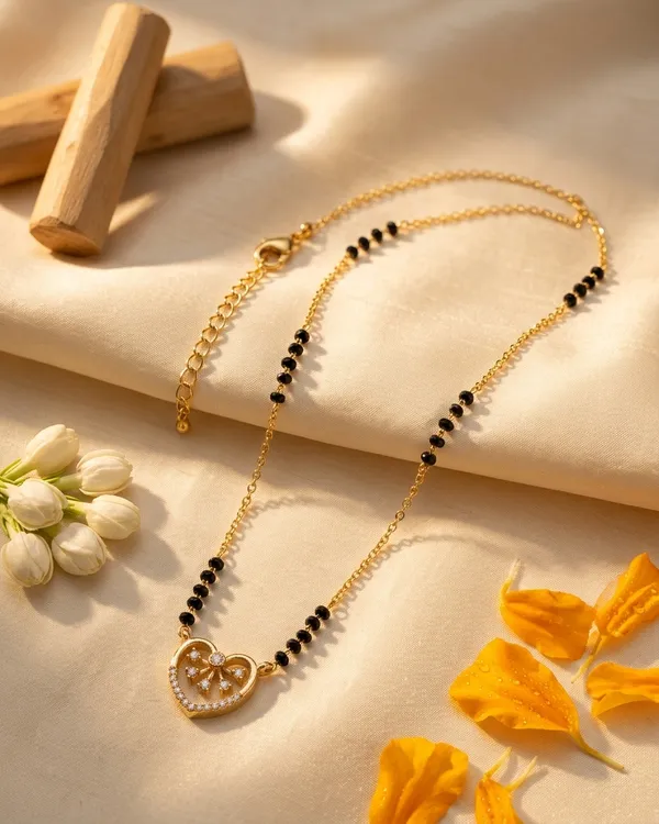 Gold-Plated_Heart_Pendant_Mangalsutra_with_Black_Beads