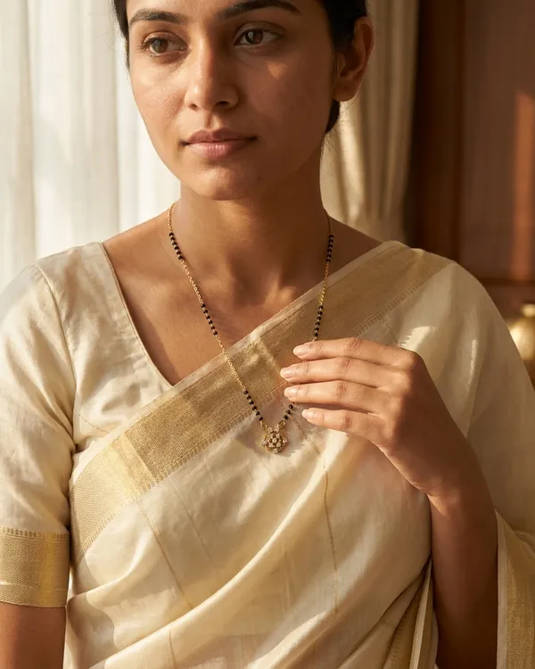 Gold-Plated_Round_Floral_Pendant_Mangalsutra_with_Black_Beads