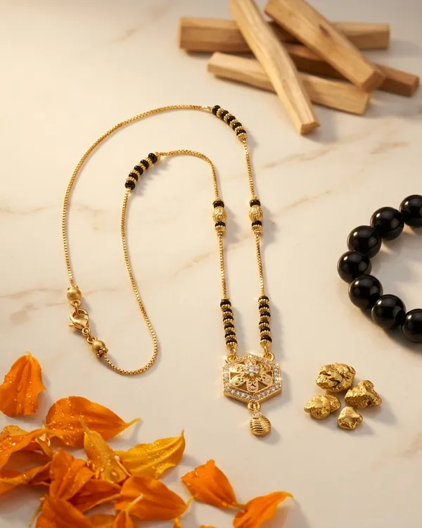 Gold-Tone_Brass_Hexagon_Pendant_Mangalsutra_|_18-Inch_Daily_Wear