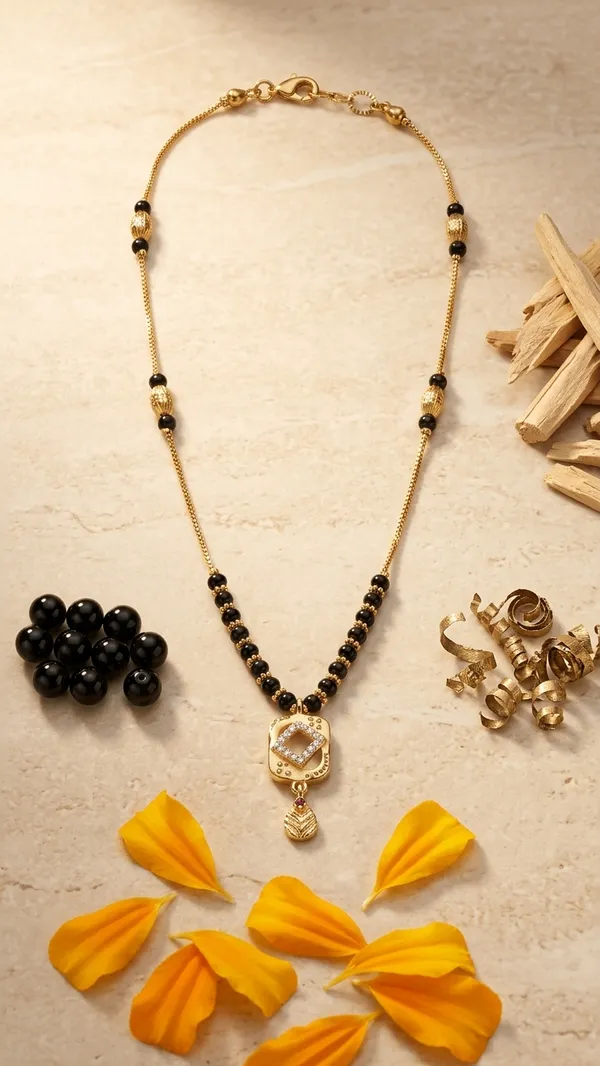Gold-Tone_Brass_Rectangular_Pendant_Mangalsutra_|_18-Inch_Daily_Wear_with_CZ_Stones