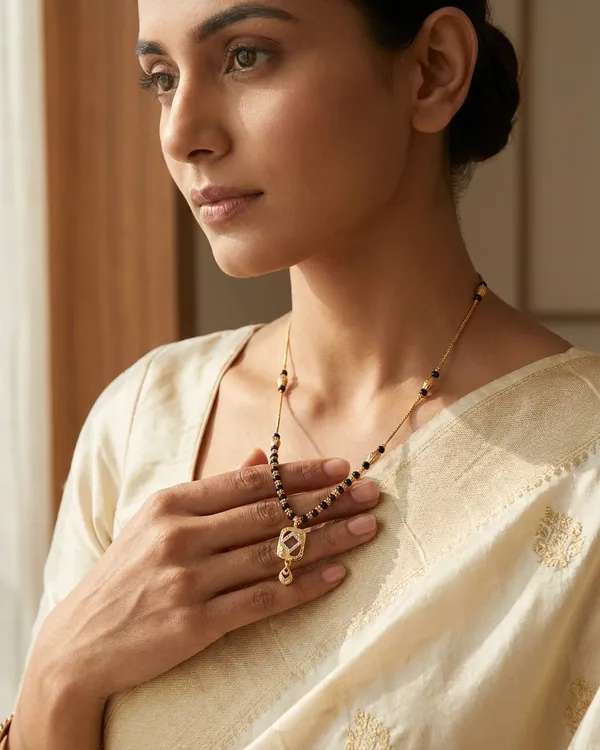 Gold-Tone_Brass_Rectangular_Pendant_Mangalsutra_|_18-Inch_Daily_Wear_with_CZ_Stones