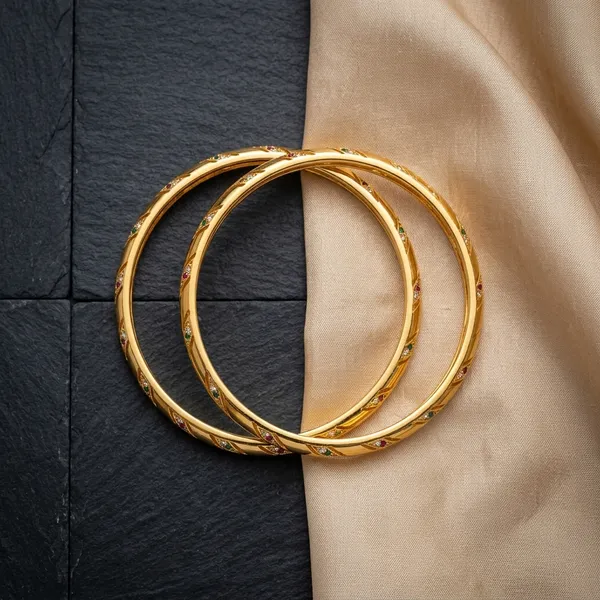 The_Aura_Multi-Stone_Spiral_Bangles_(Set_of_2)_�__Gold_Finish