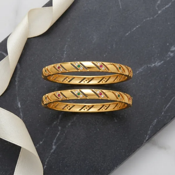The_Aura_Multi-Stone_Spiral_Bangles_(Set_of_2)_�__Gold_Finish