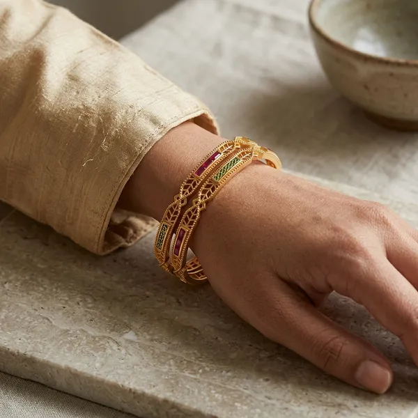 Elegant_Brass_Daily_Wear_Bangles_with_Ruby_&_Emerald_Stones_�_Set_of_2