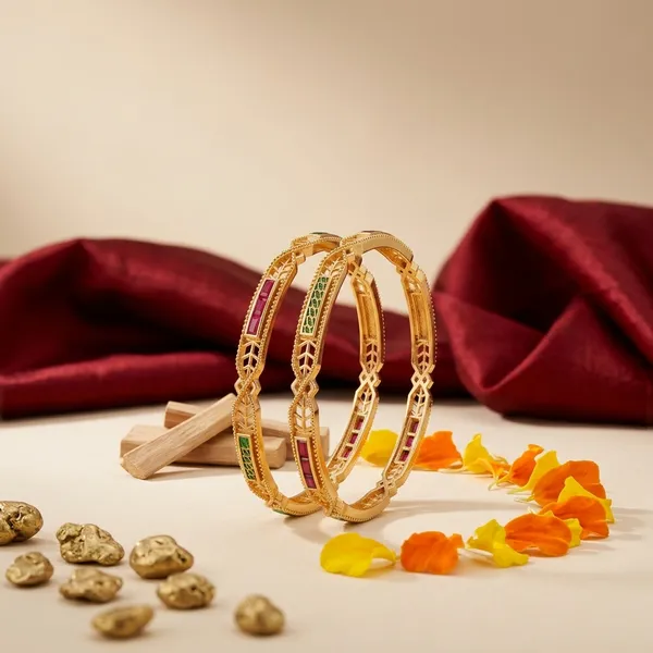 Elegant_Brass_Daily_Wear_Bangles_with_Ruby_&_Emerald_Stones_�_Set_of_2