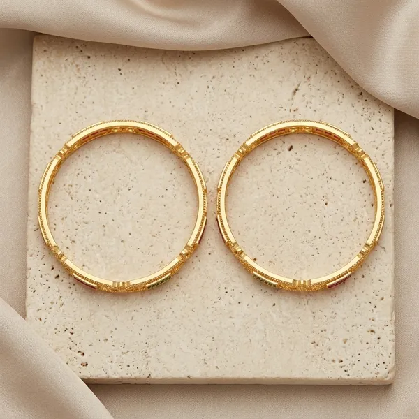 Elegant_Brass_Daily_Wear_Bangles_with_Ruby_&_Emerald_Stones_�_Set_of_2