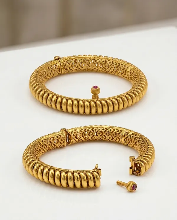 Premium_Copper_Antique_Gold-Plated_Screw-Open_Kada_Bangle_Set_of_2