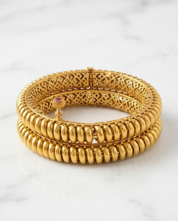 Premium_Copper_Antique_Gold-Plated_Screw-Open_Kada_Bangle_Set_of_2