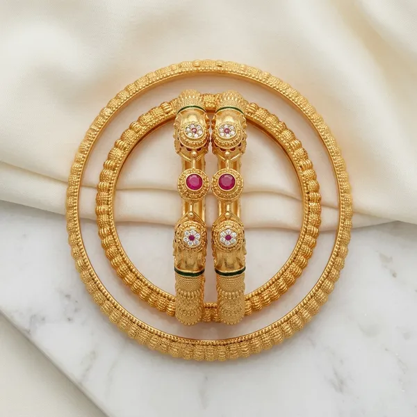 The_Majestic_Gaja_Kada_Set_�_Intricate_Gold-Tone_Elephant_Motif_Bangles_(Set_of_2)