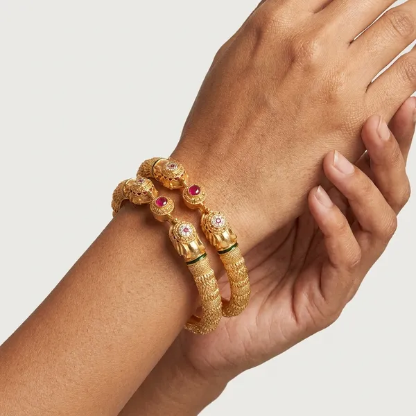 The_Majestic_Gaja_Kada_Set_�_Intricate_Gold-Tone_Elephant_Motif_Bangles_(Set_of_2)