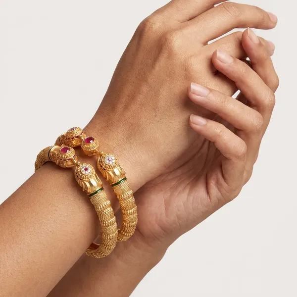The_Majestic_Gaja_Kada_Set_�_Intricate_Gold-Tone_Elephant_Motif_Bangles_(Set_of_2)