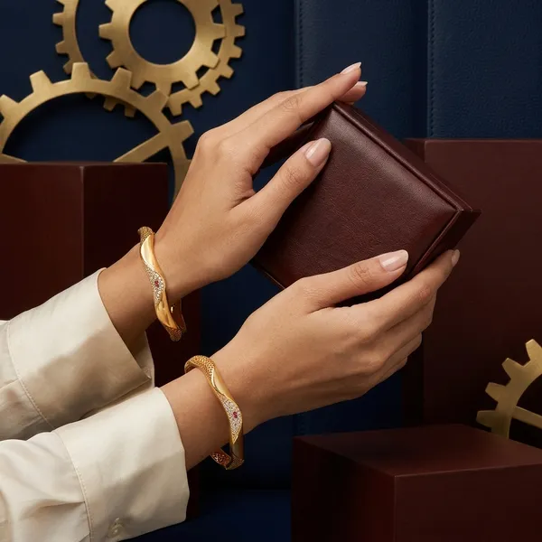 The_Aurelia_Wave_Bangle_Set_(Set_of_2)_�_Gold_Textured_Kada_with_CZ_&_Ruby_Accents