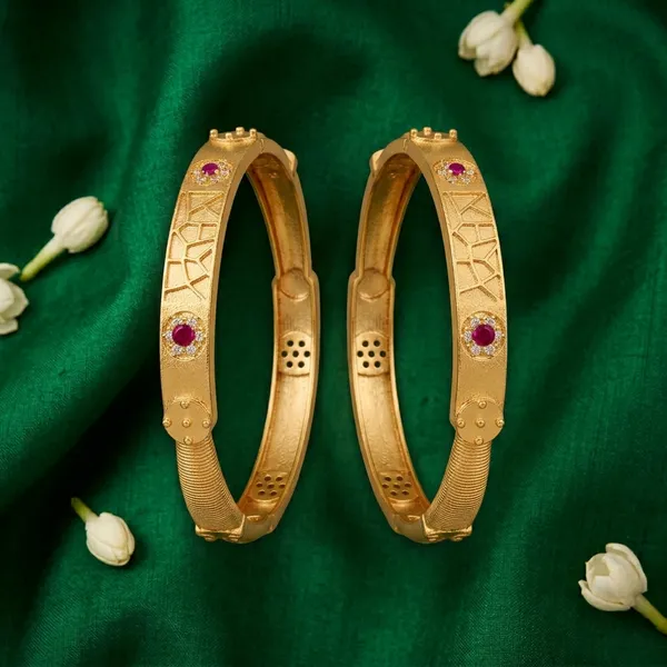 The_Aura_Geometric_Kada_Bangles_(Set_of_2)_�_Matte_Gold_with_Ruby_&_Cubic_Zirconia