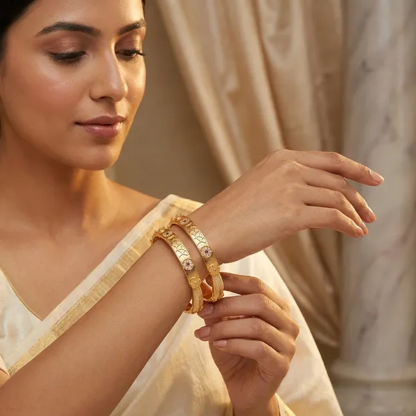 The_Aura_Geometric_Kada_Bangles_(Set_of_2)_�_Matte_Gold_with_Ruby_&_Cubic_Zirconia