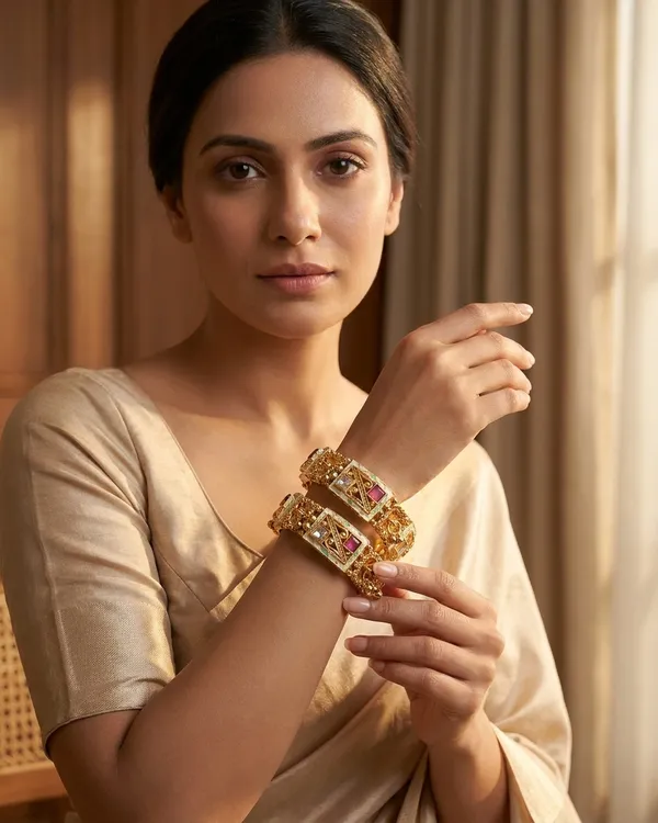 2-Piece_Gold_Plated_Antique_Kada_Bangles_Set_with_Ruby_Stones_and_Meenakari_Enamel_Work_for_Women