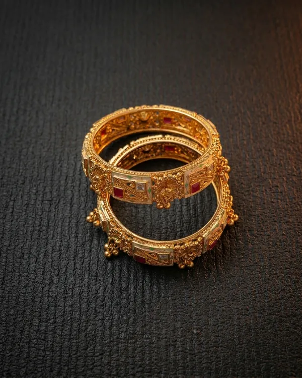 2-Piece_Gold_Plated_Antique_Kada_Bangles_Set_with_Ruby_Stones_and_Meenakari_Enamel_Work_for_Women