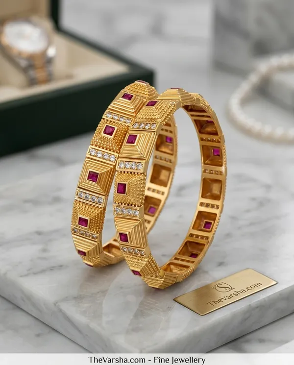 Royal_Ruby_&_Gold_Geometric_Bangles