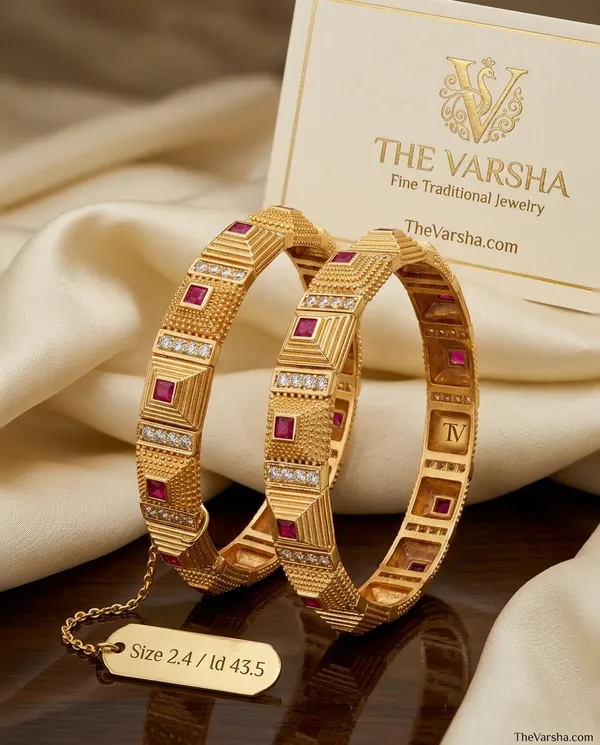 Royal_Ruby_&_Gold_Geometric_Bangles