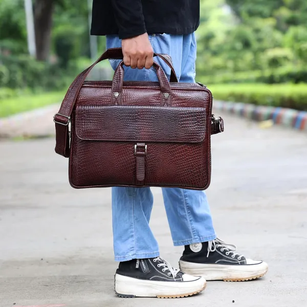 Brown_Leather_Laptop_Bag_For_Men_Office_|_3_Zipper_Pockets_|_2_Inner_Spacious_Compartments_|_1_Flap_Pocket_|_Adjustable_and_Removable_Shoulder_Strap