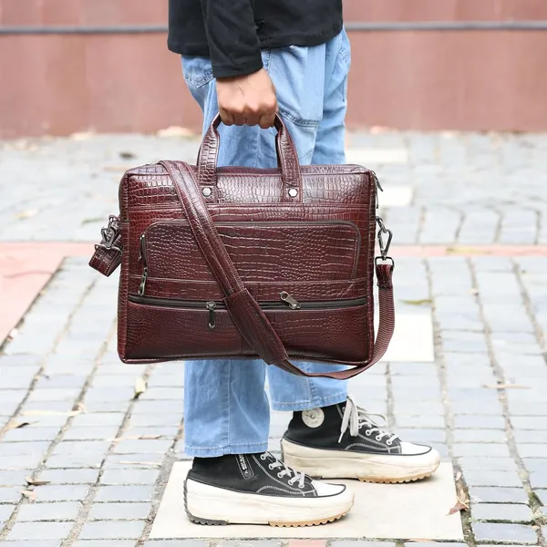 Brown_Leather_Laptop_Bag_For_Men_Office_|_3_Zipper_Pockets_|_2_Inner_Spacious_Compartments_|_Adjustable_and_Removable_Shoulder_Strap
