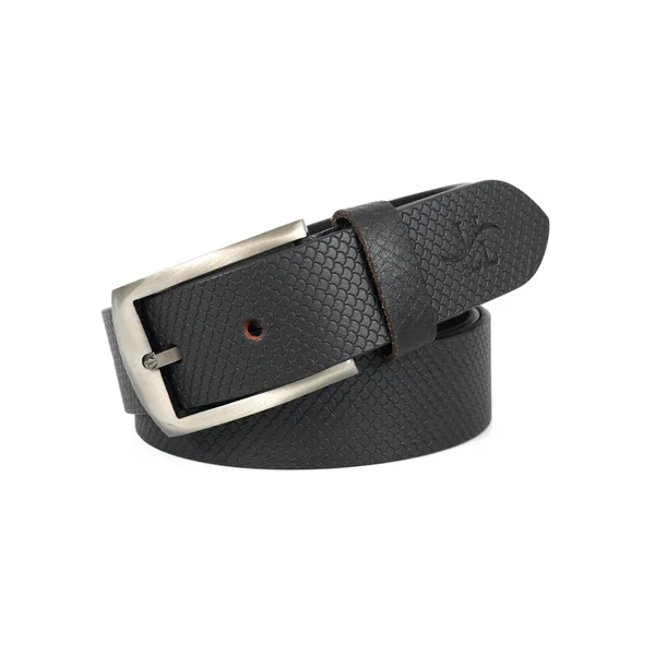 Black_Leather_Belt_With_Metal_Buckle_For_Men_|_Premium_Fish_Print_Leather_Lightweight_Classic_Belt_With_Durable_Stitching_|_Width-3cm_(30mm)