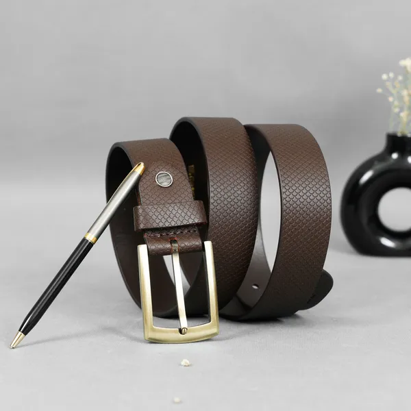 Brown_Leather_Belt_With_Metal_Buckle_For_Men_|_Premium_Fish_Print_Leather_Lightweight_Classic_Belt_With_Durable_Stitching_|_Width-3cm_(30mm)