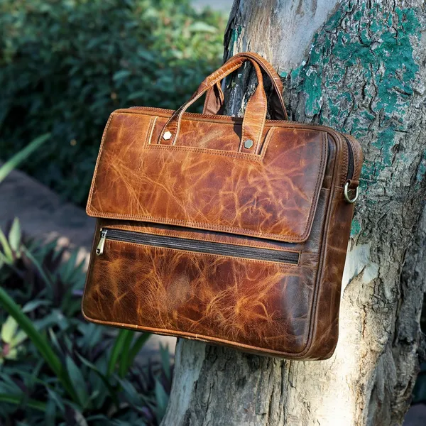 Brown_Leather_Bag_For_Men_Office_|_Adjustable_Shoulder_Bag_|_2_Zipper_Pockets_|_2_Inner_Spacious_Compartments_|_1_Flap_Pocket