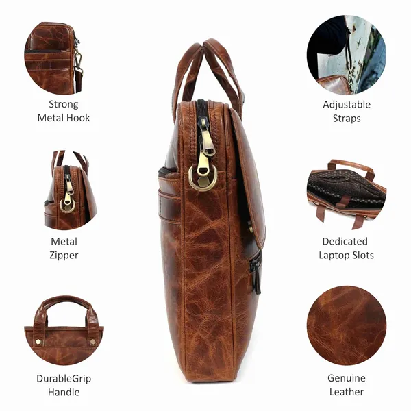 Brown_Leather_Bag_For_Men_Office_|_Adjustable_Shoulder_Bag_|_2_Zipper_Pockets_|_2_Inner_Spacious_Compartments_|_1_Flap_Pocket