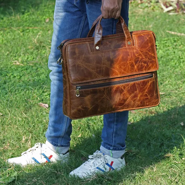 Brown_Leather_Bag_For_Men_Office_|_Adjustable_Shoulder_Bag_|_2_Zipper_Pockets_|_2_Inner_Spacious_Compartments_|_1_Flap_Pocket
