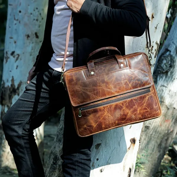 Brown_Leather_Bag_For_Men_Office_|_Adjustable_Shoulder_Bag_|_2_Zipper_Pockets_|_2_Inner_Spacious_Compartments_|_1_Flap_Pocket